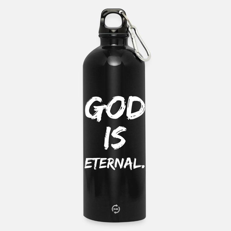 god is eternal - Trinkflasche mit Karabiner 750 ml - Schwarz