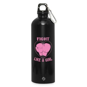 Boxende Frauen kämpfen wie ein Mädchen - Trinkflasche mit Karabiner 750 ml - Schwarz - Vorne