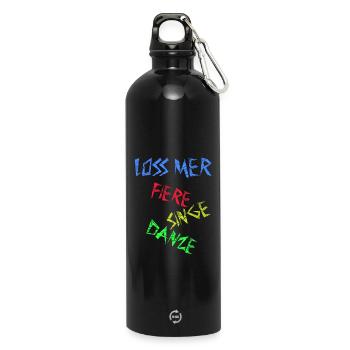 Loss mer fiere singe danze - Feiern Singen Tanzen - Trinkflasche mit Karabiner 750 ml - Schwarz - Vorne