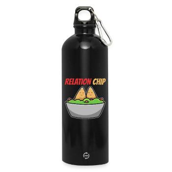 Humorvolle Avocado-Paare mit Relation Chip - Trinkflasche mit Karabiner 750 ml - Schwarz - Vorne