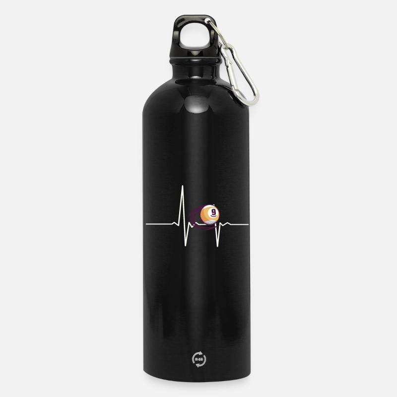Billard Billardkugel Herzschlag - Trinkflasche mit Karabiner 750 ml - Schwarz