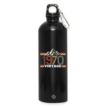 Anniversaire Millésime Années 1970 - Gourde en inox avec mousqueton 750 ml - noir - Devant