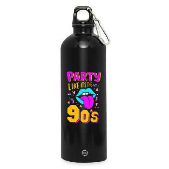 Fête des années 90 - Gourde en inox avec mousqueton 750 ml - noir - Devant