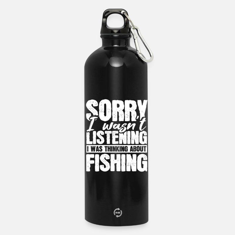 Pêche Pêcher Pêcheur - Gourde en inox avec mousqueton 750 ml - noir