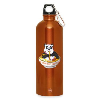 anime panda eating ramen - Water Bottle with carabiner 750 ml - burnt orange - Front