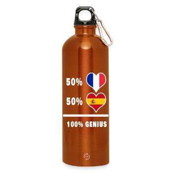 France et Espagne 100 % Genial / Cadeau - Gourde en inox avec mousqueton 750 ml - orange - Devant