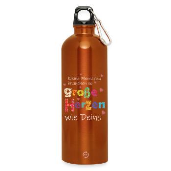 Kleine Menschen brauchen große Herzen - Danke - Trinkflasche mit Karabiner 750 ml - Orange - Vorne