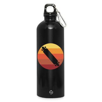 Longboarden Longboard Vintage - Trinkflasche mit Karabiner 750 ml - Schwarz - Vorne