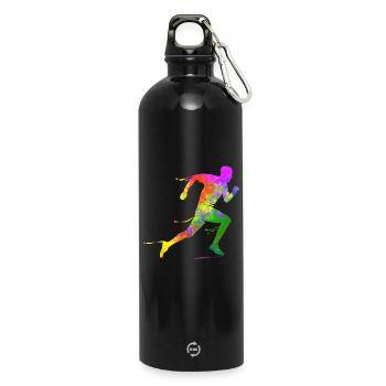 Demi-marathon runner sprint triathlète Finisher - Gourde en inox avec mousqueton 750 ml - noir - Devant