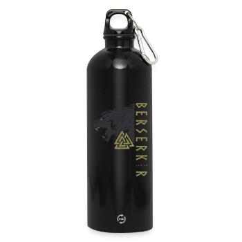 Norse Paganism Wikinger Berserkir Bär Wotansknoten - Trinkflasche mit Karabiner 750 ml - Schwarz - Vorne