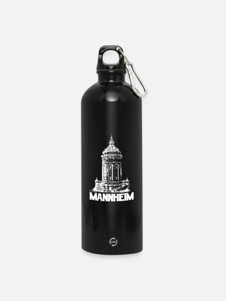 Mannheimer Wasserturm - Mannheim - Trinkflasche mit Karabiner 750 ml - Schwarz