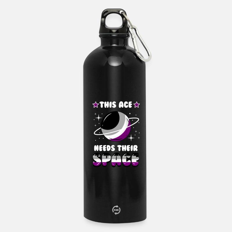 This Ace Needs Their Space Ace Pride - Water Bottle with carabiner 750 ml - black