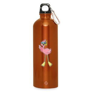 Flamingo Taucher Schnorchel Tauchen - Trinkflasche mit Karabiner 750 ml - Orange - Vorne
