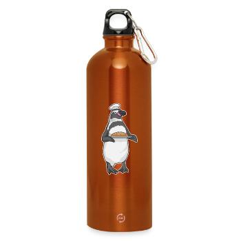 Pinguin Bäcker Brot Backen - Trinkflasche mit Karabiner 750 ml - Orange - Vorne