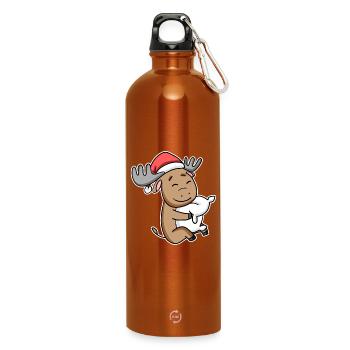 Elch Weihnachten Schlafen Schlaf Ausschlafen - Trinkflasche mit Karabiner 750 ml - Orange - Vorne