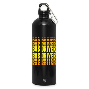 Bus driver design - Water Bottle with carabiner 750 ml - black - Front