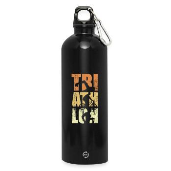Lustiges Triathlon Event - Trinkflasche mit Karabiner 750 ml - Schwarz - Vorne