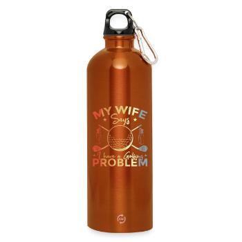 Witziges Golf Zitat - Trinkflasche mit Karabiner 750 ml - Orange - Vorne