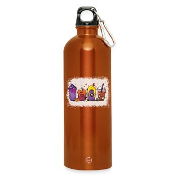 Autumn Hot Chocolate Cup Halloween - Water Bottle with carabiner 750 ml - burnt orange - Front
