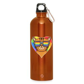 Gay Rainbow - Chat à lunettes - Chat Bengale - Gourde en inox avec mousqueton 750 ml - orange - Devant