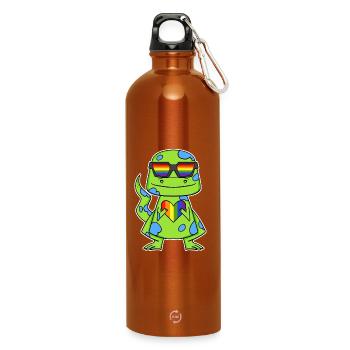 Gay Rainbow Heart Dinosaurs - Water Bottle with carabiner 750 ml - burnt orange - Front