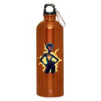 Glowing Energy Consciousness Figure - Water Bottle with carabiner 750 ml - burnt orange - Front