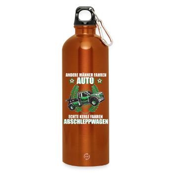 Abschleppwagen Abschlepper Abschleppdienst Fahrer - Trinkflasche mit Karabiner 750 ml - Orange - Vorne