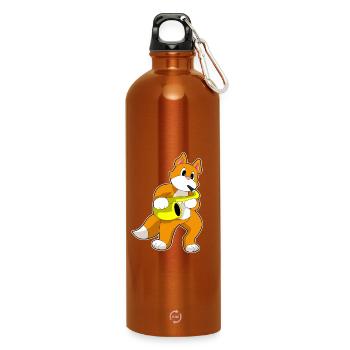 Cat Musician Saxophone Music - Water Bottle with carabiner 750 ml - burnt orange - Front
