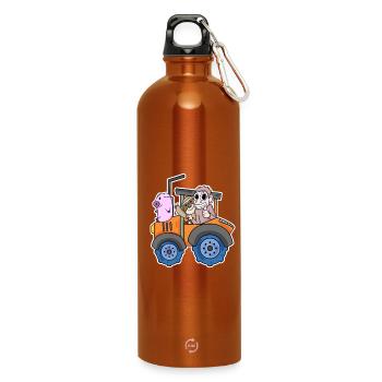 Traktor Trecker Niedliche Tiere - Trinkflasche mit Karabiner 750 ml - Orange - Vorne