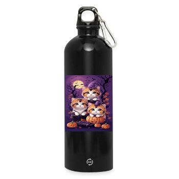Trio of Halloween-style Kittens - Water Bottle with carabiner 750 ml - black - Front