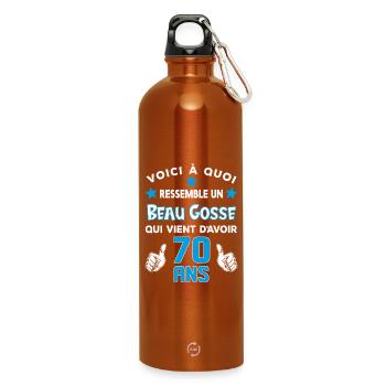 70 ans anniversaire homme cadeau drôle humour - Gourde en inox avec mousqueton 750 ml - orange - Devant