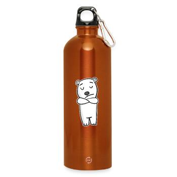 Polar bear is annoyed - Water Bottle with carabiner 750 ml - burnt orange - Front