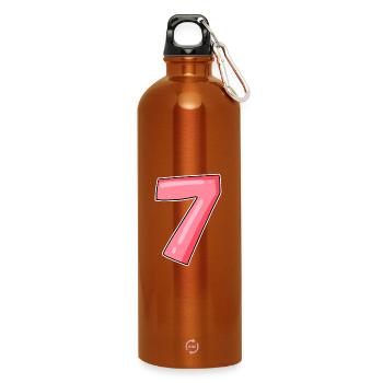 Zahl Sieben - Zahl 7 Nummer - Trinkflasche mit Karabiner 750 ml - Orange - Vorne