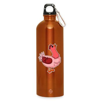 Chicken Motif Animal - Water Bottle with carabiner 750 ml - burnt orange - Front