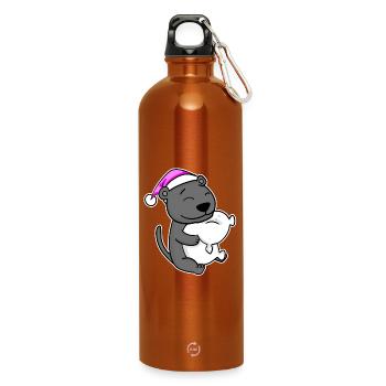Tired Sleeping In Sleeping Pink - Water Bottle with carabiner 750 ml - burnt orange - Front