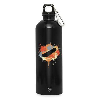 Skateboard Zeichnung - Trinkflasche mit Karabiner 750 ml - Schwarz - Vorne