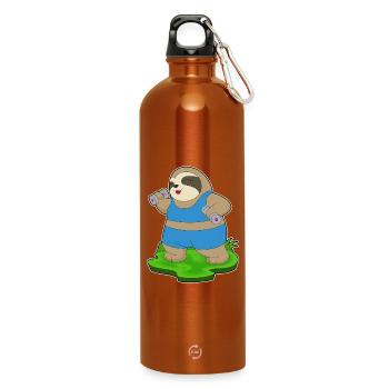 Faultier Bodybuilder Hanteln Bodybuilding - Trinkflasche mit Karabiner 750 ml - Orange - Vorne