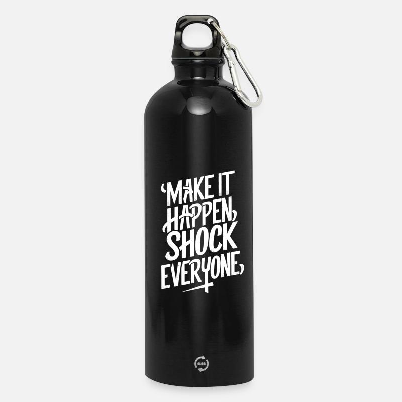 Inspiring Motiv with statement for motivation - Water Bottle with carabiner 750 ml - black