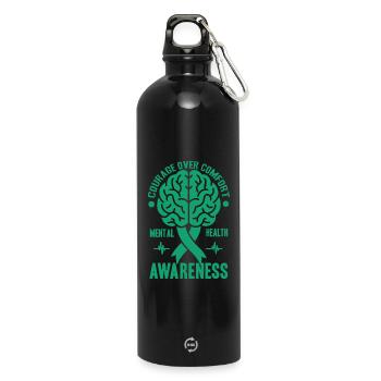 Depression Help - Mental Breakdown - Water Bottle with carabiner 750 ml - black - Front
