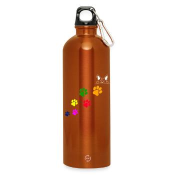 Empreintes pattes de chiens - Gourde en inox avec mousqueton 750 ml - orange - Devant