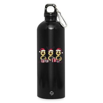 Sousaphone Christmas Orchestra Brass Band - Water Bottle with carabiner 750 ml - black - Front