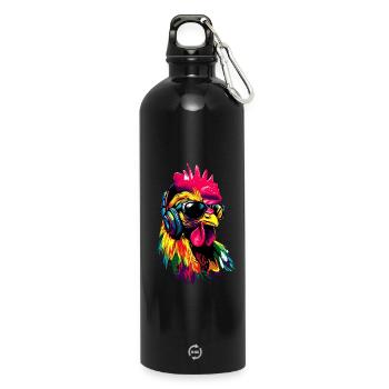 Chicken Chicken Hen Farm Farmer Cute Chickens - Water Bottle with carabiner 750 ml - black - Front