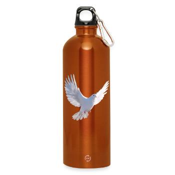 Taube Weiß Frieden Peace Ringeltaube Weiße Tauben - Trinkflasche mit Karabiner 750 ml - Orange - Vorne