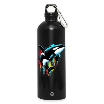 Killer whale - Water Bottle with carabiner 750 ml - black - Front