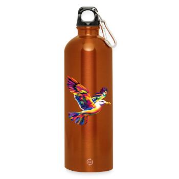 Möwe Strand Meer Nordsee Ostsee Silbermöwe Möwen - Trinkflasche mit Karabiner 750 ml - Orange - Vorne