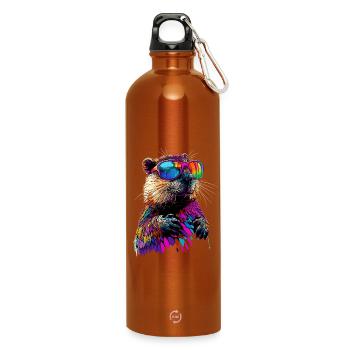 Biber Motiv Biberflüsterer Nagetiere Süßer Biber - Trinkflasche mit Karabiner 750 ml - Orange - Vorne