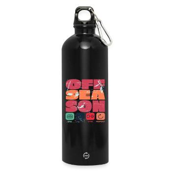 Bodybuilding Fitness Sports Leisure - Water Bottle with carabiner 750 ml - black - Front