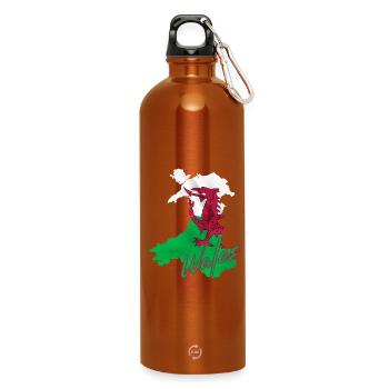 Flagge von Wales, walisischer Stolz - Trinkflasche mit Karabiner 750 ml - Orange - Vorne