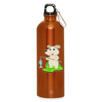 Hund Angler Fisch Angeln - Trinkflasche mit Karabiner 750 ml - Orange - Vorne