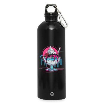 Eisbecher Retrowave - Trinkflasche mit Karabiner 750 ml - Schwarz - Vorne